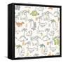 Dinosaur Pattern-Auki-Framed Stretched Canvas