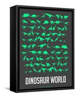 Dinosaur Poster Green-NaxArt-Framed Stretched Canvas