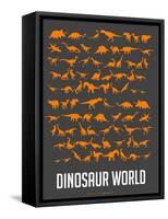 Dinosaur Poster Orange-NaxArt-Framed Stretched Canvas