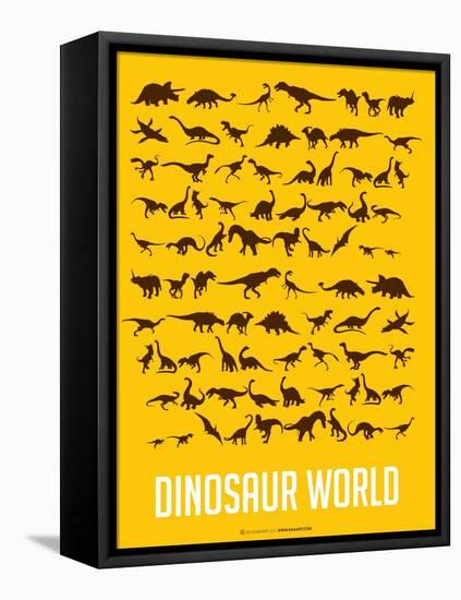 Dinosaur Poster Yellow-NaxArt-Framed Stretched Canvas