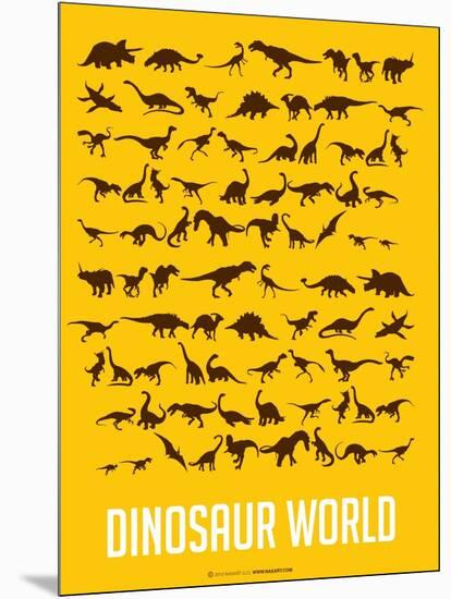 Dinosaur Poster Yellow-NaxArt-Mounted Art Print