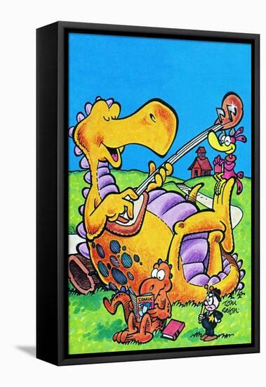 Dinosaur Serenade-Tom Eaton-Framed Stretched Canvas