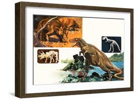 Dinosaurs and Skeletons. Stegasaurus and Tyranosaurus-null-Framed Giclee Print