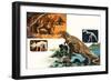 Dinosaurs and Skeletons. Stegasaurus and Tyranosaurus-null-Framed Giclee Print