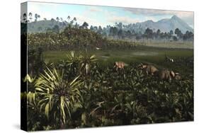 Dinosaurs Graze the Lush Delta Lands of North America 76-74 Million Years Ago-null-Stretched Canvas
