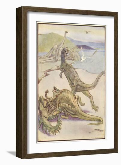 Dinosaurs Hunting-Alice B Woodward-Framed Art Print