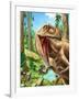 Dinosaurs Living in the Jungle Illustration-helena0105-Framed Art Print