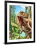 Dinosaurs Living in the Jungle Illustration-helena0105-Framed Art Print