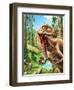 Dinosaurs Living in the Jungle Illustration-helena0105-Framed Art Print