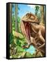 Dinosaurs Living in the Jungle Illustration-helena0105-Framed Stretched Canvas