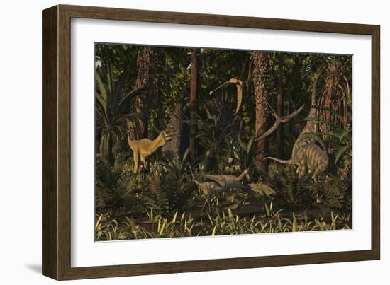 Dinosaurs of the Kayenta Formation of Arizona About 193 Million Years Ago-Stocktrek Images-Framed Art Print