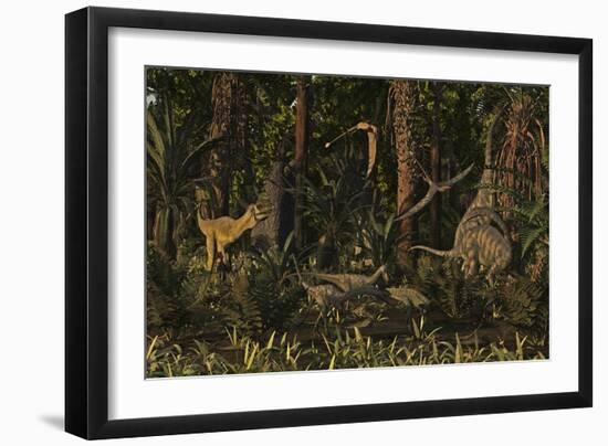 Dinosaurs of the Kayenta Formation of Arizona About 193 Million Years Ago-Stocktrek Images-Framed Art Print