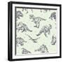 Dinosaurs Vector Drawings Seamless Pattern-Ilya Stock Works-Framed Art Print