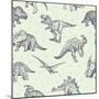 Dinosaurs Vector Drawings Seamless Pattern-Ilya Stock Works-Mounted Art Print