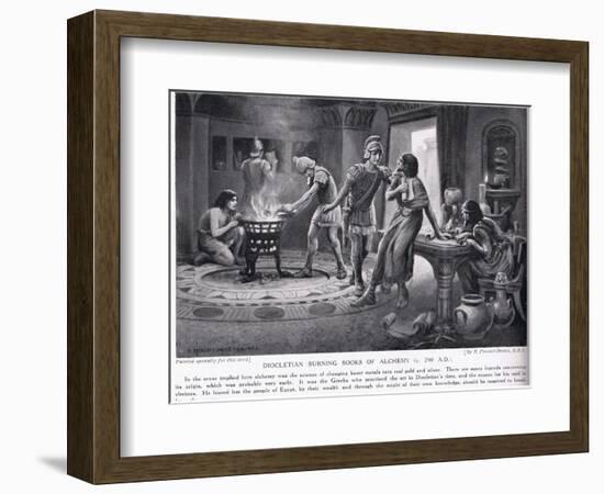 Diocletian Burning Books of Alchemy 290 AD-Norman Prescott Davies-Framed Giclee Print