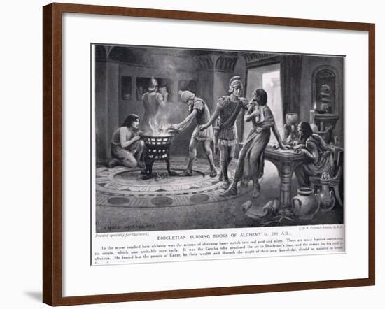 Diocletian Burning Books of Alchemy 290 AD-Norman Prescott Davies-Framed Giclee Print