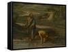 Diogène jetant son écuelle-Nicolas Poussin-Framed Stretched Canvas