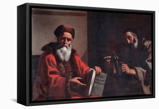 Diogenes And Plato-Mattia Preti-Framed Stretched Canvas