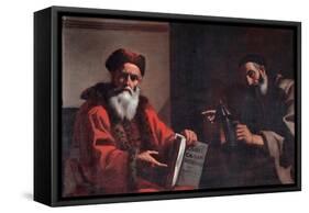 Diogenes And Plato-Mattia Preti-Framed Stretched Canvas