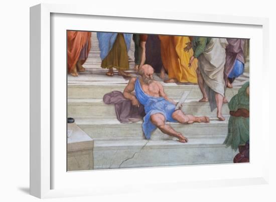 Diogenes of Sinope: Detail from the School of Athens in the Stanza Della Segnatura, 1510-11 (Fresco-Raphael (1483-1520)-Framed Giclee Print