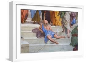 Diogenes of Sinope: Detail from the School of Athens in the Stanza Della Segnatura, 1510-11 (Fresco-Raphael (1483-1520)-Framed Giclee Print