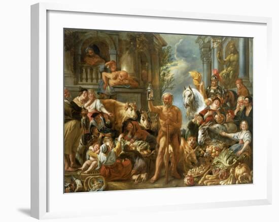 Diogenes Searching For an Honest Man, c.1650-55-Jacob Jordaens-Framed Giclee Print