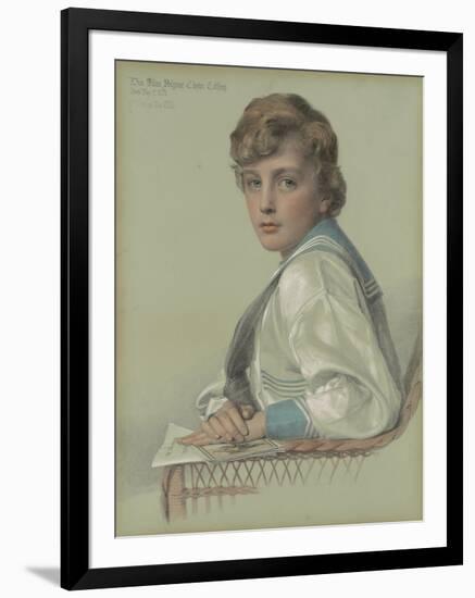 Dion William Palgrave Clayton Calthrop, Aged Eight, 1886 (Pencil and Coloured Chalks on Blue-Green-Anthony Frederick Augustus Sandys-Framed Giclee Print