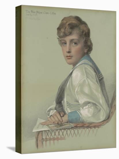 Dion William Palgrave Clayton Calthrop, Aged Eight, 1886 (Pencil and Coloured Chalks on Blue-Green-Anthony Frederick Augustus Sandys-Stretched Canvas