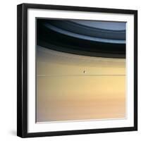 Dione And Ring Shadows on Saturn, Cassini-null-Framed Premium Photographic Print