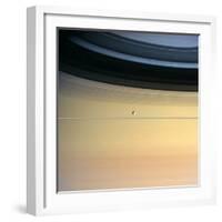 Dione And Ring Shadows on Saturn, Cassini-null-Framed Premium Photographic Print