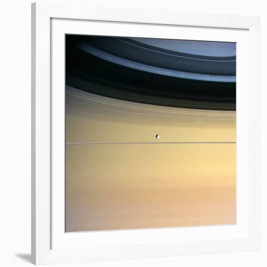 Dione And Ring Shadows on Saturn, Cassini-null-Framed Photographic Print