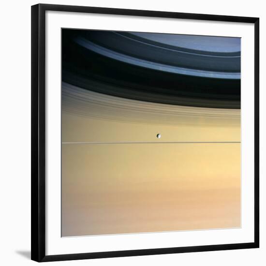 Dione And Ring Shadows on Saturn, Cassini-null-Framed Photographic Print