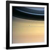 Dione And Ring Shadows on Saturn, Cassini-null-Framed Photographic Print