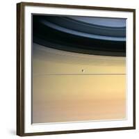 Dione And Ring Shadows on Saturn, Cassini-null-Framed Photographic Print