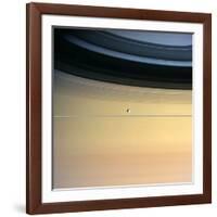 Dione And Ring Shadows on Saturn, Cassini-null-Framed Photographic Print