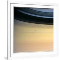 Dione And Ring Shadows on Saturn, Cassini-null-Framed Photographic Print