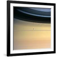 Dione And Ring Shadows on Saturn, Cassini-null-Framed Photographic Print