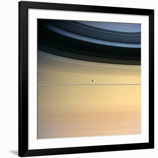 Dione And Ring Shadows on Saturn, Cassini-null-Framed Photographic Print