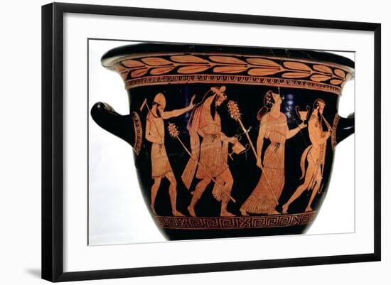 Dionysiac Procession, Detail of an Attic Red-Figure Bell-Krater, 5th Century BC-null-Framed Giclee Print