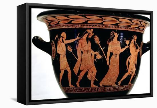 Dionysiac Procession, Detail of an Attic Red-Figure Bell-Krater, 5th Century BC-null-Framed Stretched Canvas