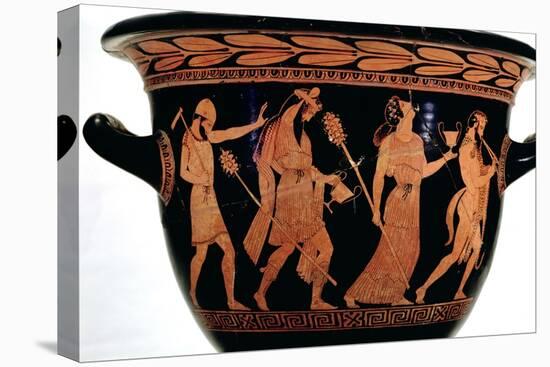 Dionysiac Procession, Detail of an Attic Red-Figure Bell-Krater, 5th Century BC-null-Stretched Canvas