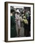 Dior Models in Soviet Union for Officially Sanctioned Fashion Show Visiting Flower Market-null-Framed Photographic Print