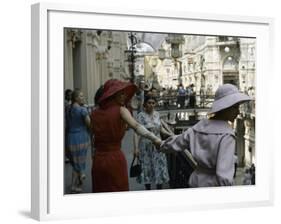 Dior Models in Soviet Union for Officially Sanctioned Fashion Show Visiting Gum Deptartment Store-null-Framed Photographic Print