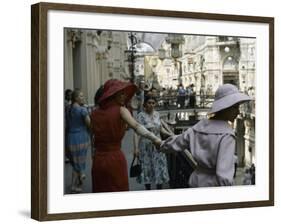 Dior Models in Soviet Union for Officially Sanctioned Fashion Show Visiting Gum Deptartment Store-null-Framed Photographic Print