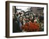 Dior Models in Soviet Union for Officially Sanctioned Fashion Show Visiting Open Air Flower Market-null-Framed Photographic Print