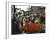 Dior Models in Soviet Union for Officially Sanctioned Fashion Show Visiting Open Air Flower Market-null-Framed Photographic Print