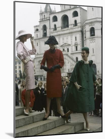 Dior Models in Soviet Union for Officially Sanctioned Fashion Show-null-Mounted Photographic Print