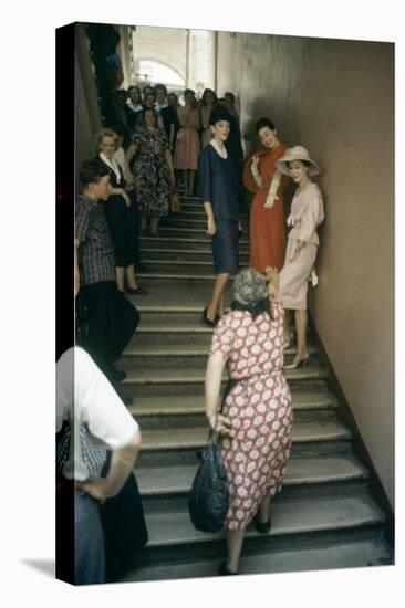 Dior Models in Stairwell for an Officially-Sanctioned Fashion Show, Moscow, Russia, 1959-Howard Sochurek-Stretched Canvas