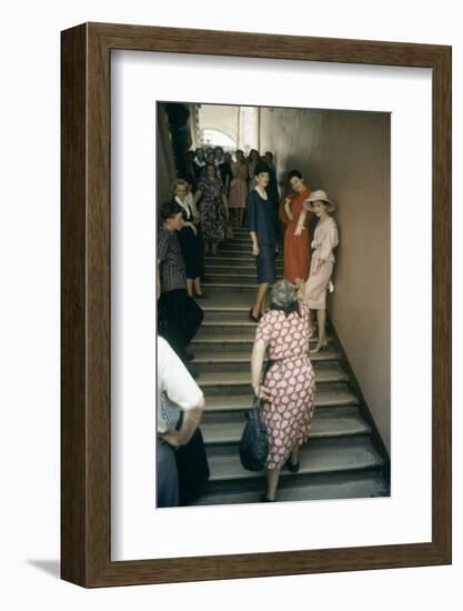 Dior Models in Stairwell for an Officially-Sanctioned Fashion Show, Moscow, Russia, 1959-Howard Sochurek-Framed Photographic Print