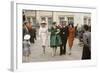 Dior Models Posing with Military Man in the Soviet Union, Moscow, Russia, 1959-Howard Sochurek-Framed Photographic Print